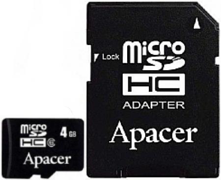 APACER MicroSDHC 8GB class 4 + adapter AP8GMCSH4-R