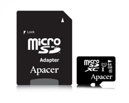 APACER UHS-I MicroSDXC 64GB class 10 + Adapter AP64GMCSX10U1-R