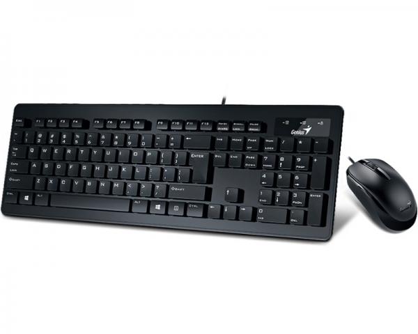 GENIUS SlimStar C130 USB US crna tastatura+ USB crni miš