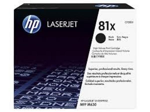 HP No. 81X High Yield Black LJ Toner Cartridge MFP and All-in-One M630h, M630f, M630z CF281X