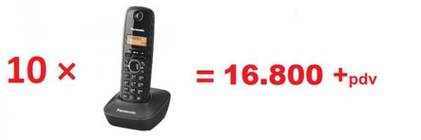 PANASONIC telefon KX-TG1611FXH crni 10 KOMADA