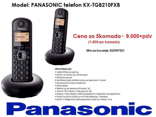 PANASONIC telefon KX-TGB210FXB crni 5KOMADA