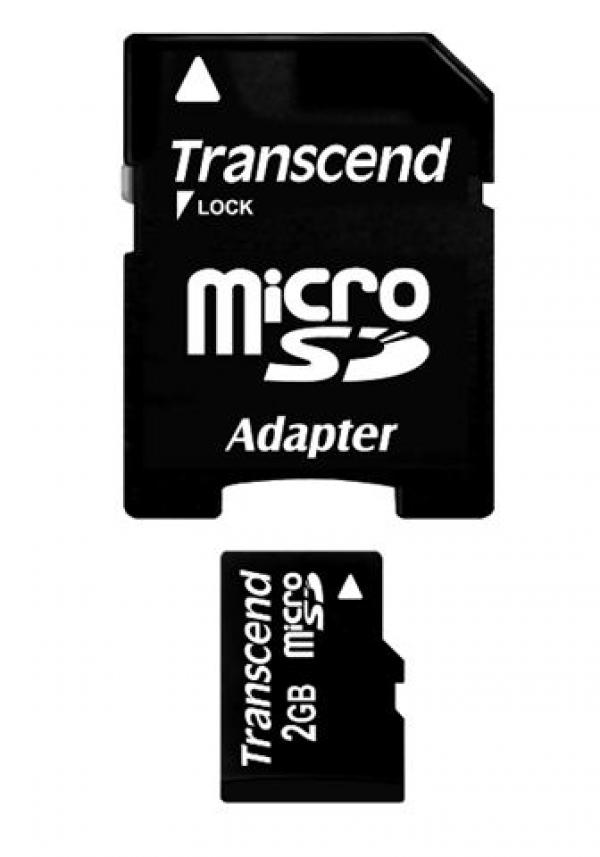 MICRO SD 2GB TRANSCEND + SD adapter TS2GUSD