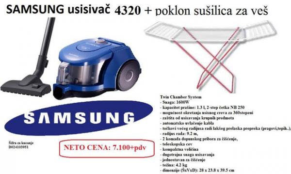 SAMSUNG usisivač VCC4320S31BOL, 1600W+poklon sušilica za veš