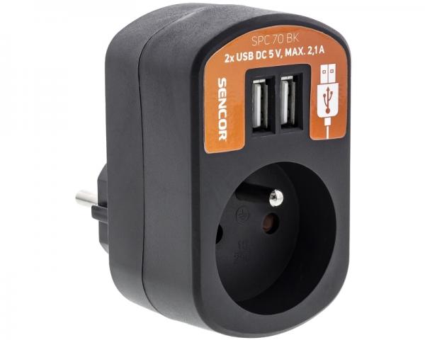 SENCOR SPC 70BK utičnica + USB punjač za mobilne telefone