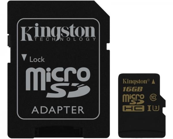 KINGSTON UHS-I U3 MicroSDHC 16GB class U3 + Adapter SDCG/16GB Gold