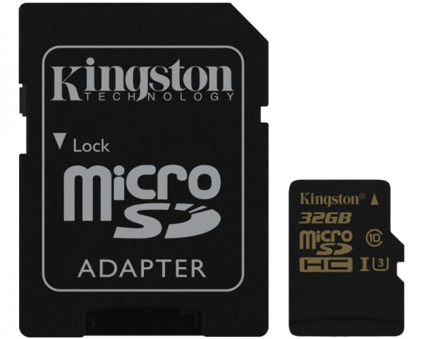 KINGSTON UHS-I U3 MicroSDHC 32GB class U3 + Adapter SDCG/32GB Gold