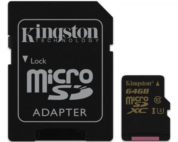 KINGSTON UHS-I U3 MicroSDXC 64GB class U3 + Adapter SDCG/64GB Gold