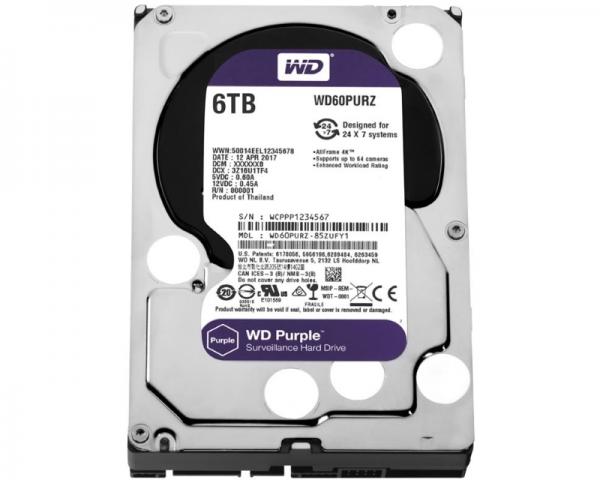 WD 6TB 3.5 SATA III 64MB IntelliPower WD60PURZ Purple