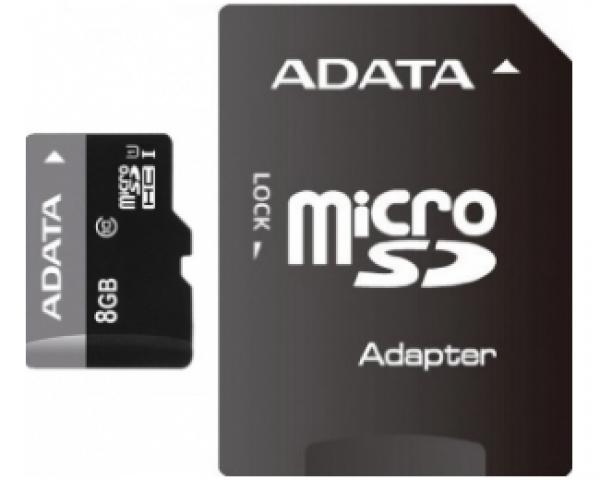 A-DATA UHS-I MicroSDHC 8GB class 10 + adapter AUSDH8GUICL10-RA1