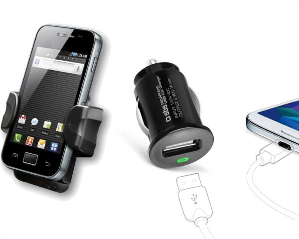 SBS Automobilski punjač USB 1000mAh + držač za mobilne uređaje crni TEKIT21HC
