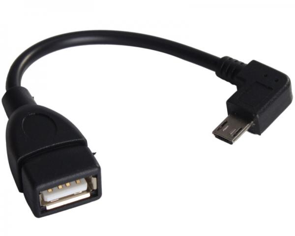 FAST ASIA Kabl USB OTG (USB A - USB Micro-B F/M) ugaoni crni