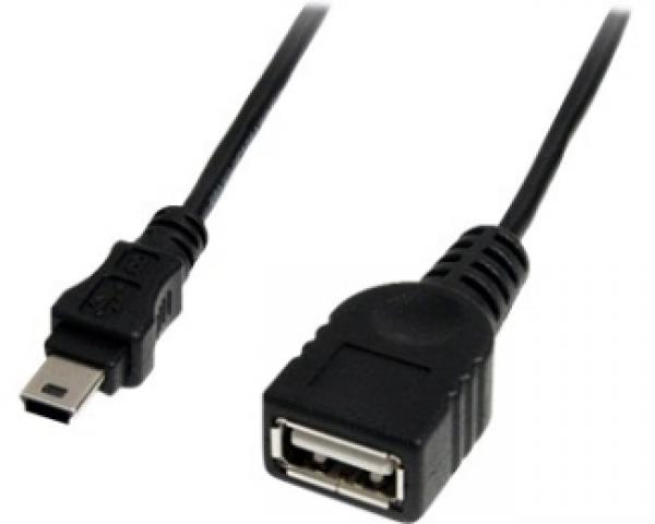 FAST ASIA Kabl USB OTG (USB A - USB Mini-B F/M) crni