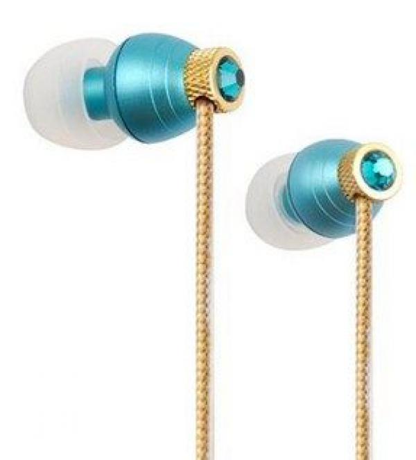 A4-iB-990T IBuds - Crystal Beats - Blue Zircon Made with Crystallized Swarovski elements