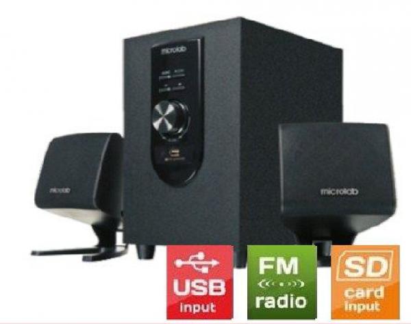Microlab M-108U Aktivni drveni zvucnici 2.1 12W RMS(6W, 2x3W) SD, USB, FM radio, 3.5mm