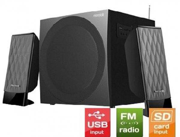 Microlab M-300U Aktivni drveni zvucnici 2.1 38W RMS(14W,2x12W) SD, USB, FM radio, 3.5mm