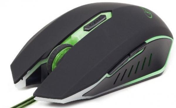 MUSG-001-G Gembird Gaming mis opticki illuminated green 400-2400Dpi black