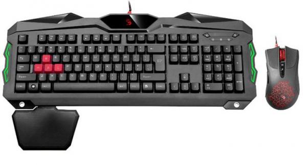 A4-B2100 Bloody gaming keyboard(Letter LED) + mouse desktop set, black, USB, US layout B210 + V9C