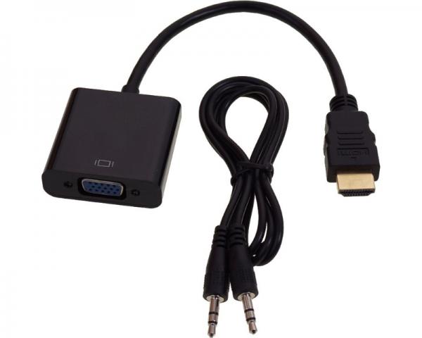 FAST ASIA Adapter HDMI (M) - VGA D-sub (F) + Audio kabl 3.5mm (M/M) crni