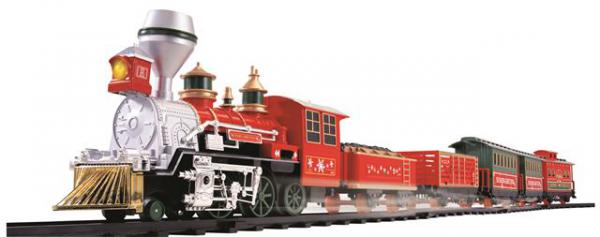 Voz na baterije Holiday Express sa crvenom lokomotivom i 5 vagona